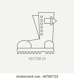 Line flat vector icon wear - ankle boots. Punk rock style.  Illustration. Design elements for design. Icons. Object. 