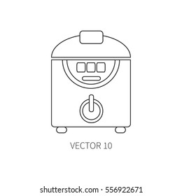 Line flat vector kitchenware icons - double boiler. Cutlery tools. Cartoon style. Illustration, element for your design. Equipment for food preparation. Kitchen. Household. Cooking. Cook. Steamer.