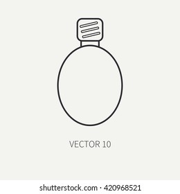 Line flat vector military icon - flask. Army equipment and weapons. Cartoon style. Vector illustration. Military and war icons. Infographic design elements for design.