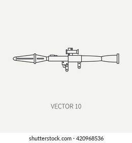 Line flat vector military icon - grenade launcher. Army equipment and weapons. Cartoon style. Vector illustration and element for your design , wallpaper. 