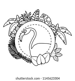 line flemish with exotic branches and leaves decoration