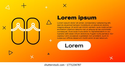 Icono Flip de línea aislado en fondo amarillo. Señales de las zapatillas de playa. Concepto de esquema colorido. Ilustración vectorial
