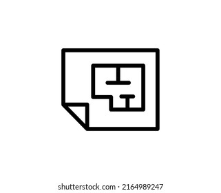 Linienbodensymbol einzeln auf weißem Hintergrund. Umrisssymbol für Webdesign, mobile Applikation, i. Bodenplan-Piktogramm. Vektorgrafik, redaktionelle с k. 