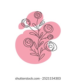 line floral Basic stains geometric, isolated elements on white background.