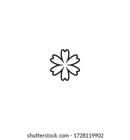 Line flower icon. Contour of bloom. Isolated on white. Vector illustration. Nature  floral symbol.  Leaf organic icon. Healthy, eco, organic, vegetal, raw food logo. 