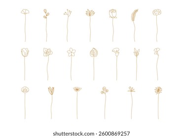 Line Flower Minimalist Element Set