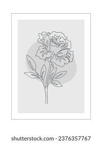 Line flower poster. Minimalistic creativity and art. Beauty, aesthetics and elegance. Graphic element for website. Linear flat vector illustration isolated on white background