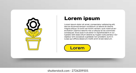 Linie Blume in Topf Symbol einzeln auf weißem Hintergrund. Pflanzen, die in einem Topf wachsen. Schild der Topfpflanze. Farbiges Umrisskonzept Vektorgrafik