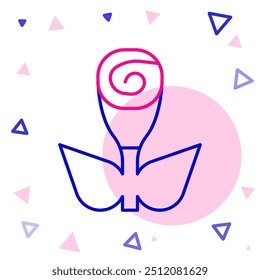 Line Flower rose icon isolated on white background. Colorful outline concept. Vector