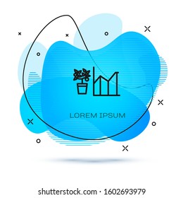 Line Flower statistics icon isolated on white background. Abstract banner with liquid shapes. Vector Illustration