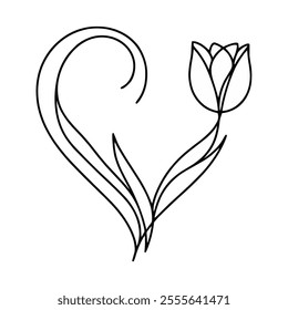 line, flower, tulip, art, one, continuous, graphic, abstract, vector, fashion, black, leaves, sketch, tattoo, drawing, pencil, print, decor, minimalism, artwork, botanical, elegance, symbol, botanic, 