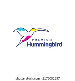 line flying hummingbird abstract modern logo design vector graphic symbol icon illustration creative idea