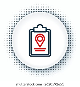 Line Folded map with location marker icon isolated on white background. Colorful outline concept. Vector