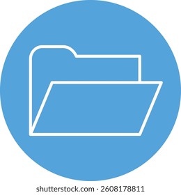 Line folder icon on blue circular background for document management