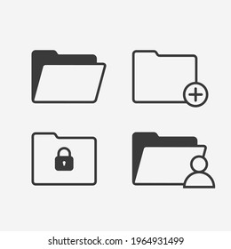 Line Folder Icons. Editable Stroke. 48x48 Pixel Perfect.