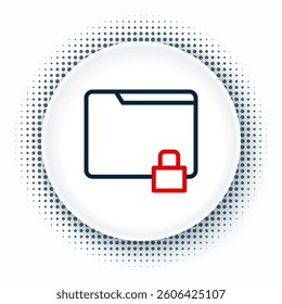 Line Folder and lock icon isolated on white background. Closed folder and padlock. Security, safety, protection concept. Colorful outline concept. Vector