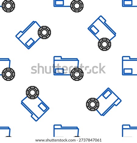 Line Folder settings with gears icon isolated seamless pattern on white background. Software update, transfer protocol, teamwork tool management, copy process. Colorful outline concept. Vector