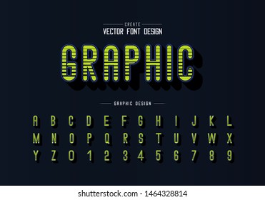 Line font and alphabet vector, Digital letter style typeface and number design, Graphic text on background