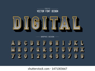 Line font and alphabet vector, Digital writing style typeface letter and number design, graphic text on background