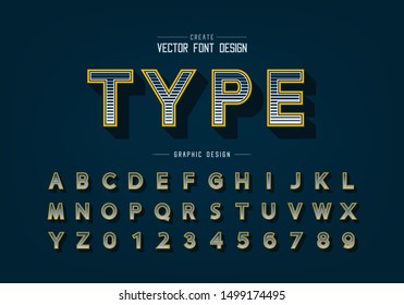 Line font and alphabet vector, Digital design typeface and number, Graphic text on background