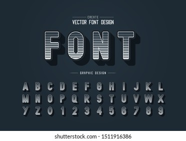 Line font and alphabet vector, Digital style typeface letter and number design, graphic text on background