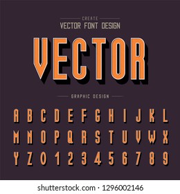 Line Font and alphabet vector, Shadow Tall typeface letter and number design, Graphic text on background