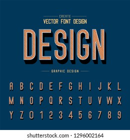 Line Font and alphabet vector, Shadow Letter typeface and number design, Graphic text on background