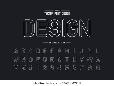 Line font and alphabet vector, Typeface letter and number design, Graphic text on background