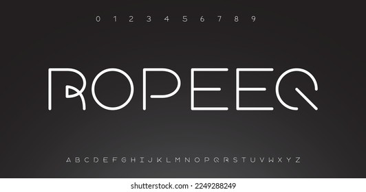 Line font. Fonts with abstract urban alphabets. Minimal font