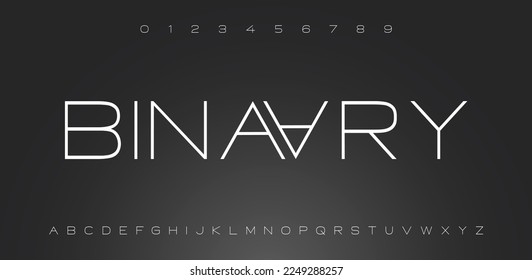 Line font. Fonts with abstract urban alphabets. Font design for typography, minimalism, urban digital fashion, future, creativity, logos. Tech