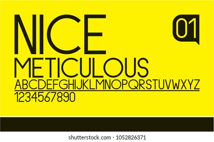 Line font. Minimalistic linear geometric font.