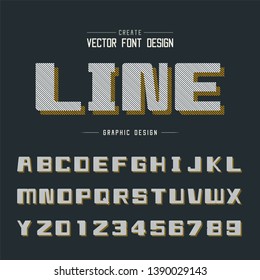 Line Font Shadow and Bold alphabet vector, Square typeface letter and number design on background