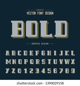 Line Font Shadow and Bold alphabet vector, Script and number design, Graphic text on background