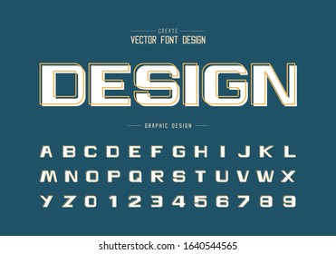 Line font with white shadow and bold alphabet vector, Design typeface letter and number, Graphic text on background