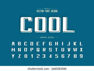 Line font with white shadow and bold alphabet vector, Writing typeface and number design, Graphic text on background