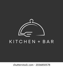 line Food cover, Fork, and chart or trade image graphic icon logo design abstract concept vector stock. Can be used as a symbol related to food restaurant.