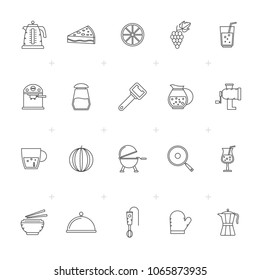 Line Food, Drink and kitchen equipment icons 1 - vector icon set