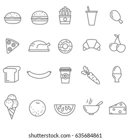 Line food icons set