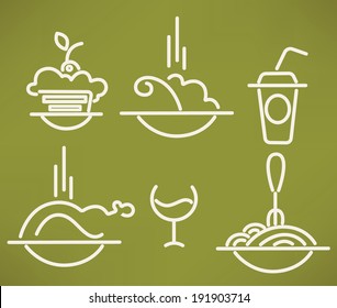 line food images in info-graphic style, vector collection