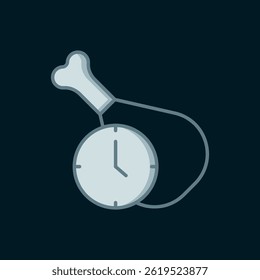 Line Food time icon isolated on black background. Time to eat. Flat filled outline style with shadow. Vector