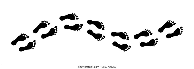Line of foot black icon set. Foot trail. Bare human footprint vector illustration.