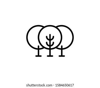 Line Forest icon isolated on white background. Outline symbol for website design, mobile application, ui. Forest pictogram. Vector illustration, editorial stroke. Eps10