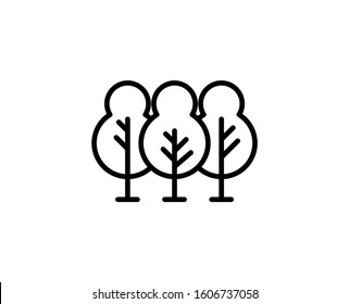 Line Forest icon isolated on white background. Outline symbol for website design, mobile application, ui. Forest pictogram. Vector illustration, editorial stroke. Eps10