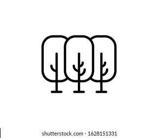 Line Forest icon isolated on white background. Outline symbol for website design, mobile application, ui. Forest pictogram. Vector illustration, editorial stroke. Eps10