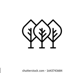 Line Forest icon isolated on white background. Outline symbol for website design, mobile application, ui. Forest pictogram. Vector illustration, editorial stroke. Eps10