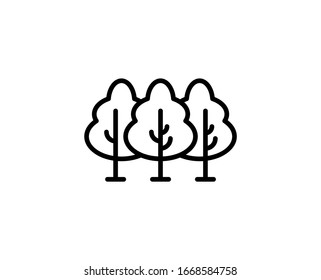 Line Forest icon isolated on white background. Outline symbol for website design, mobile application, ui. Forest pictogram. Vector illustration, editorial stroke. Eps10