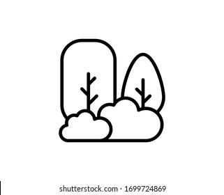 Line Forest icon isolated on white background. Outline symbol for website design, mobile application, ui. Forest pictogram. Vector illustration, editorial stroke. Eps10