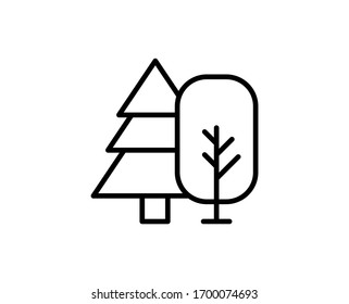 Line Forest icon isolated on white background. Outline symbol for website design, mobile application, ui. Forest pictogram. Vector illustration, editorial stroke. Eps10