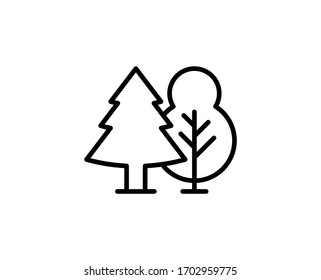 Line Forest icon isolated on white background. Outline symbol for website design, mobile application, ui. Forest pictogram. Vector illustration, editorial stroke. Eps10