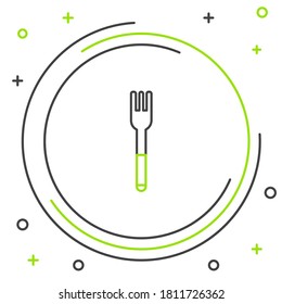 Line Fork icon isolated on white background. Cutlery symbol. Colorful outline concept. Vector